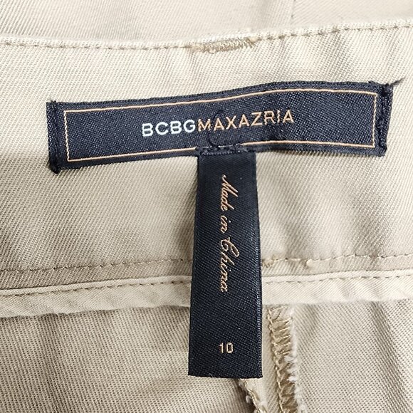BCBGMAXAZRIA Women's‎ Size 10 Beige Flat Front Crop Baggy Pocket Dress Pants - Picture 2 of 9